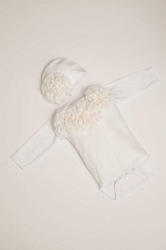 Items similar to Infant Baby Girl White Long Sleeve Set One Piece Set