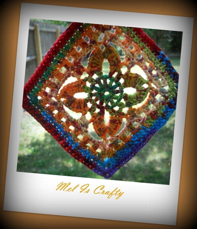Crocheted Stained Glass Granny Square Pattern