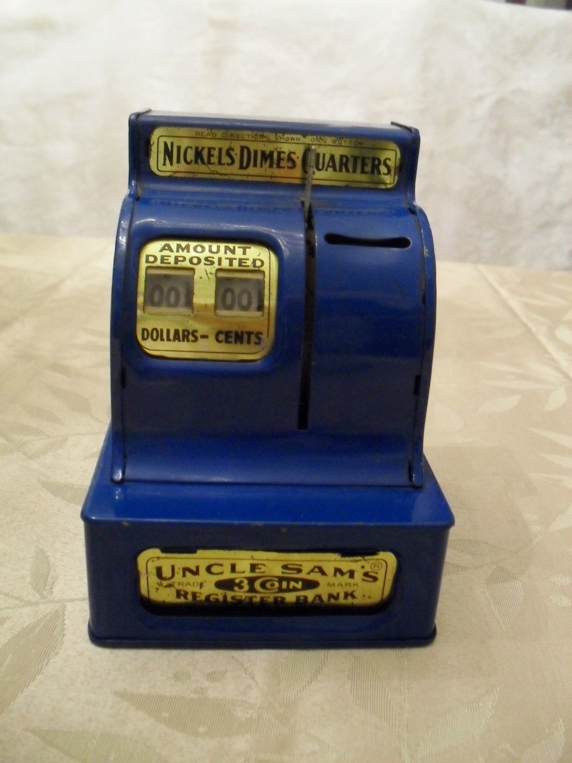Vintage Toy Cash Register Bank Uncle Sam