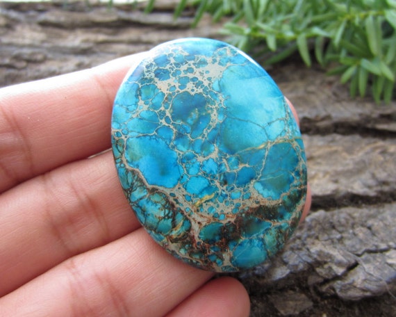 Fabulous Blue Variscite Cabochon Semiprecious stone by Balibagus