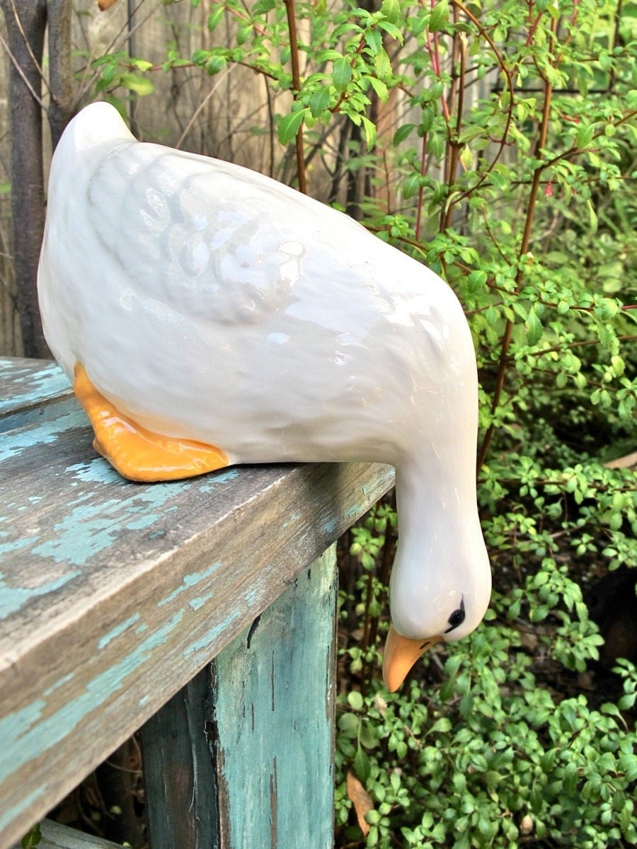 Vintage White Duck Figurine Shelf Sitter White Goose