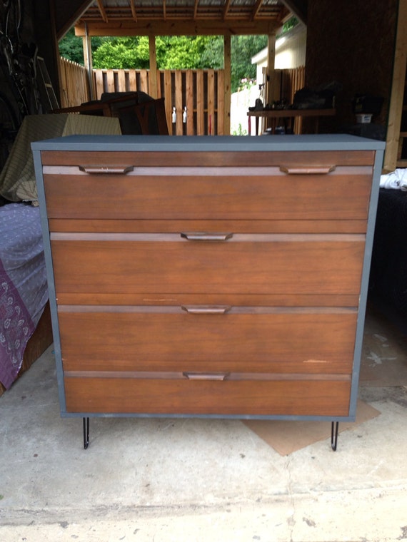 Beautiful walnut dresser danish mid century modern hairpin