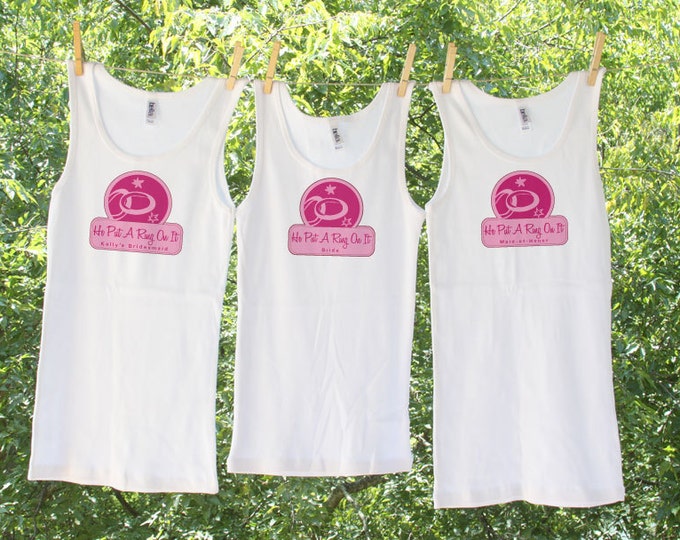 Set of 5 Bachelorette He Put A Ring On It Shirts or Tanks