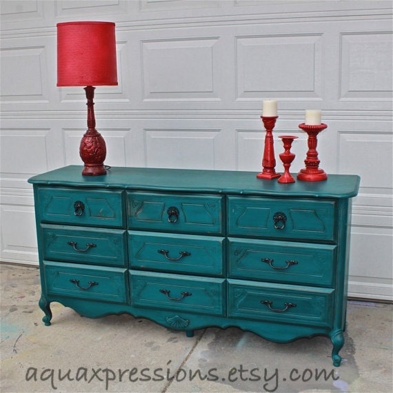 Gypsy Teal French Provincial Dresser/ Custom by AquaXpressions