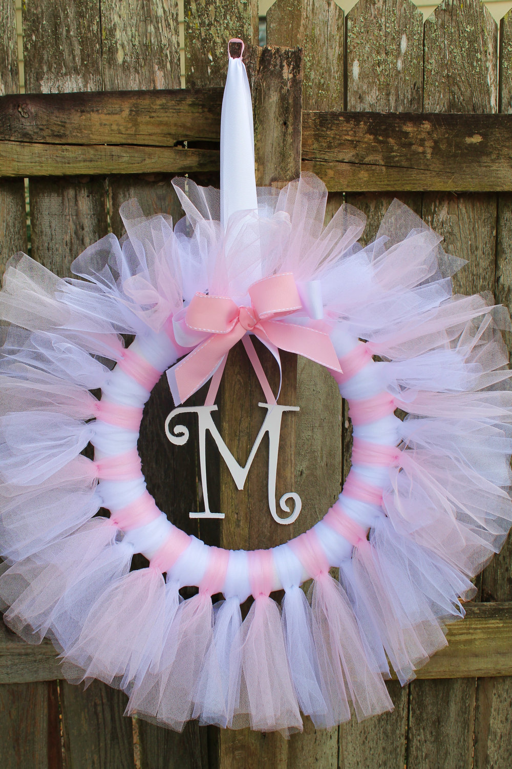 Pink and White Tulle Tutu Ballerina Princess Wreath with