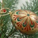 Pysanky Quail Egg Christmas Ornament , Wax Embossed Pysanka, Hand Painted Ornament in Gold