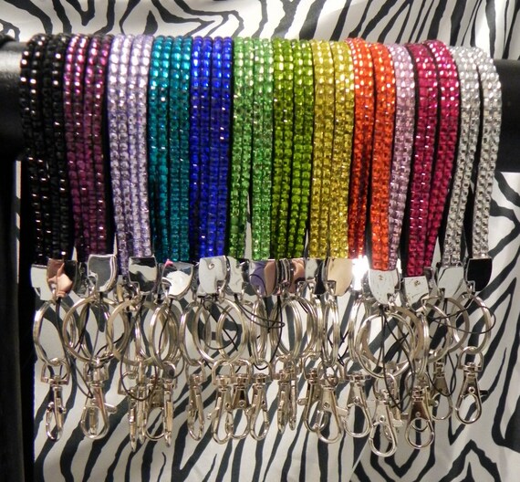 Rhinestone Bling Wristlet Lanyard with key ring, clasp and cell phone ...