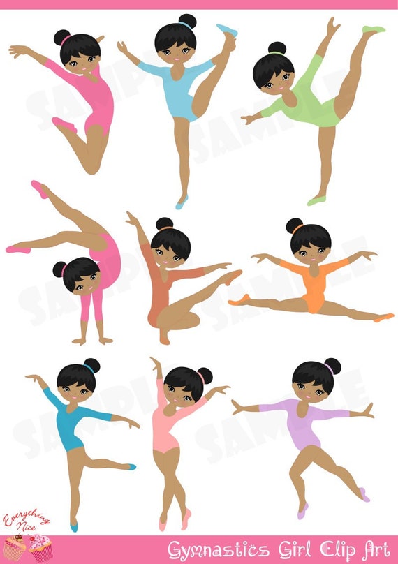 Afro Gymnastics / Gymnast Girl Clip Art