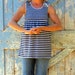 Flowers and Stripes Forever Tank Top/ upcycled blue and grey smocked shirt/ eco friendly boho tunic