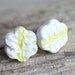 Lace Flower Stud Earrings In Porcelain and Sterling Silver Glazed in yellow and white Ready To Ship