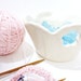 Scalloped Delicate Yarn Bowl In Sky Blue and White, Handmade in Porcelain Beautiful and Useful READY TO SHIP