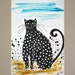 SALE - FREE SHIPPING Original Ink Watercolor Drawing Original Black And White Painting - "Summer time" black cat painting A4 size 12 x 8