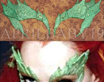 Poison Ivy Leaves Eyebrow mask Comic COn Cosplay Glittery CRYSTAL GREEN color Leaf Costume Elf