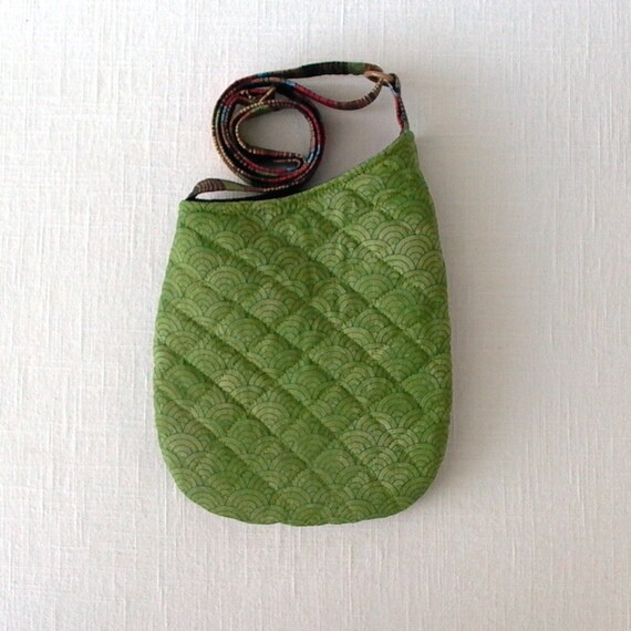 Small Shoulder Bag Quilted Fabric Purse with Embroidered