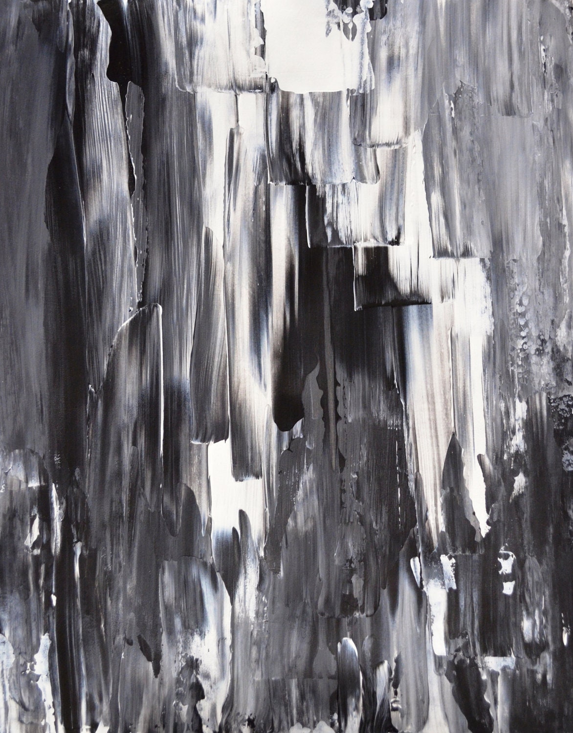 Acrylic Abstract Art Painting Black White Grey Modern