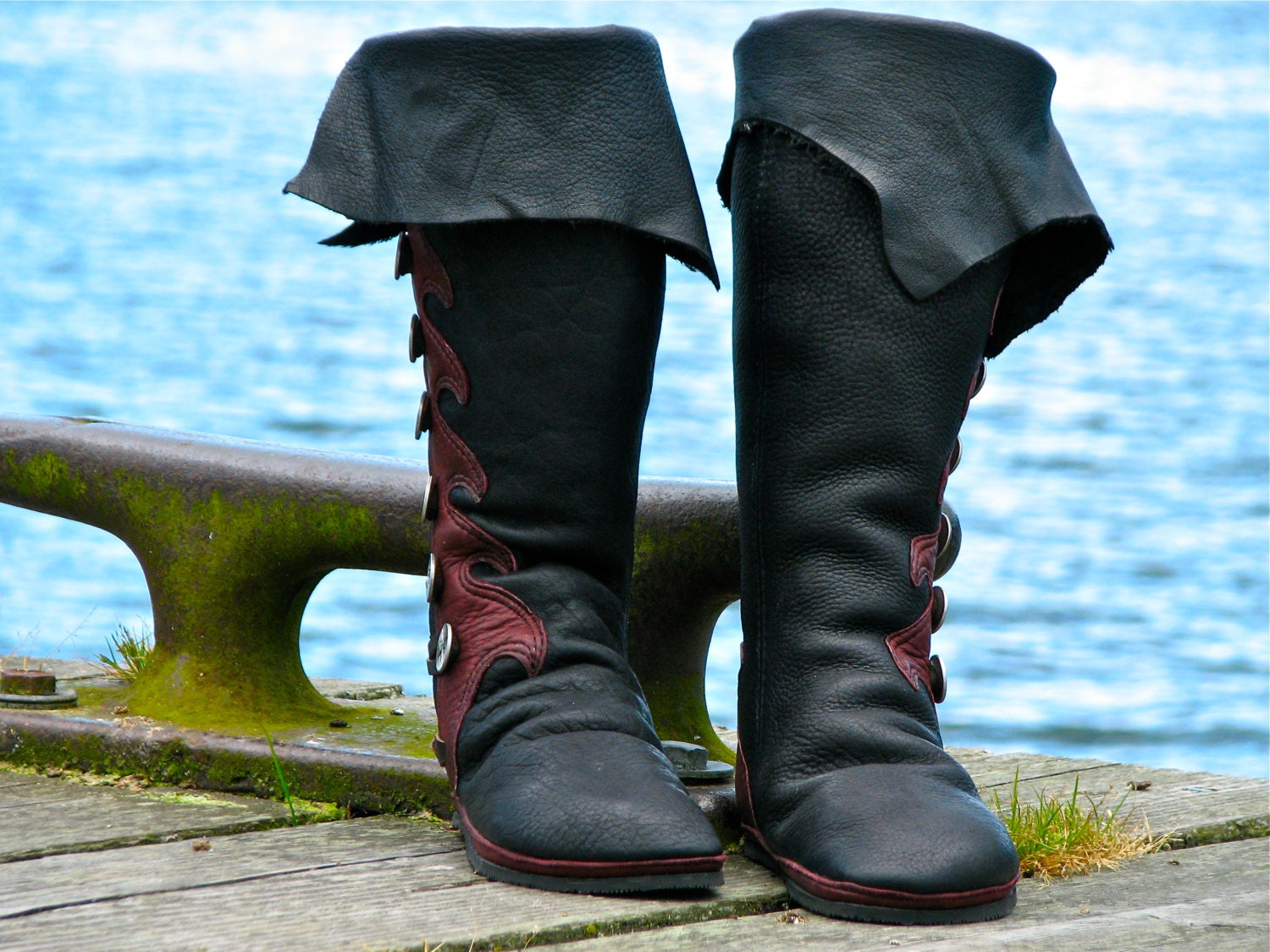 KneeHigh Custom Viking Boots with Cuff Custom by SoulPathShoes
