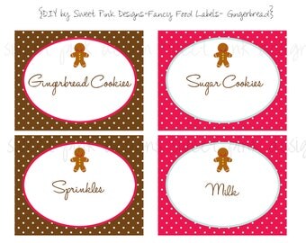 Printable Fancy Labels Pink Milk and Cookies by Sweetpinkdesigns