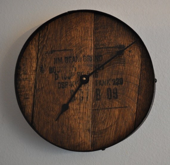 Reclaimed rustic whiskey barrel wall clock