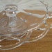 Handblown clear glass cake plate or cake stand with lace edge and beaded pedestal