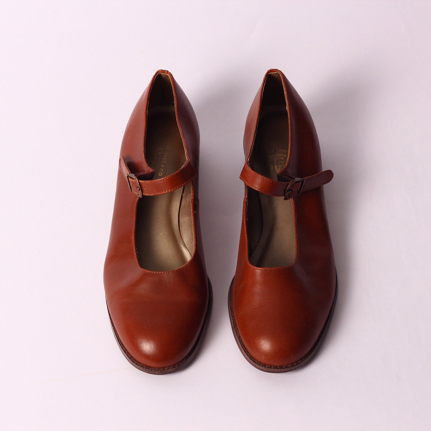  Vintage  BASS Mary  Jane  Flats brown leather shoes  Women  size