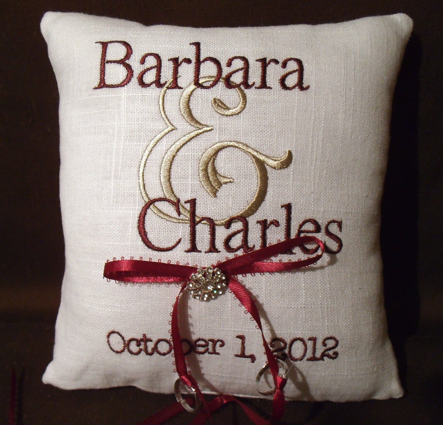 Personalized Ring Bearer Pillow RB137 by ElegantThreadsEtc on Etsy