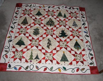 Christmas Tree Lap Quilt, Lap Quilt, Christmas Quilt, Quilts, Quilted Wall hanging, Sofa Quilt, Cottage Quilt, Christmas Decor, Home Decor