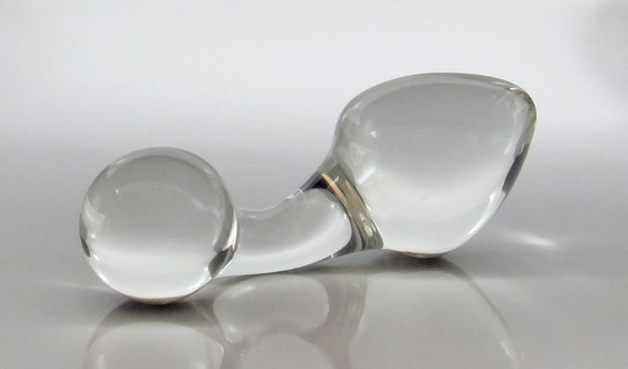 Small Glass Curved Handle Rosebud Butt Plug Sex Toy MATURE