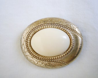 Vintage Bead Brooch - 1980s Large Gold Tone