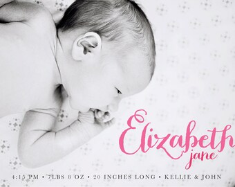 Baby Boy or Girl Birth Announcement - 5x7 Printable