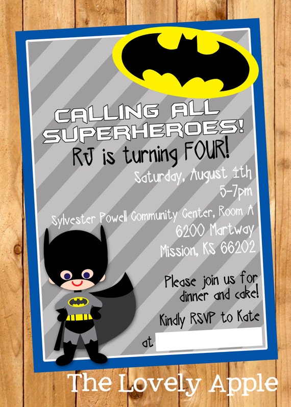 Batman Invitations Etsy 1