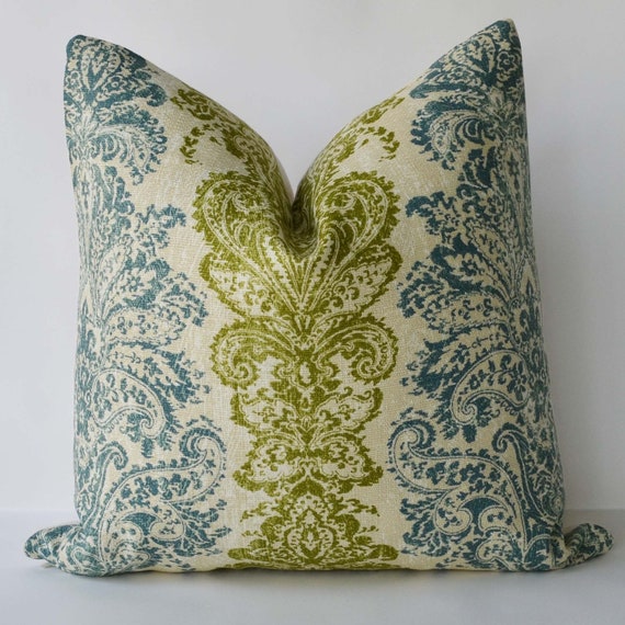 Decorative Pillow 16x16'' teal green distressed