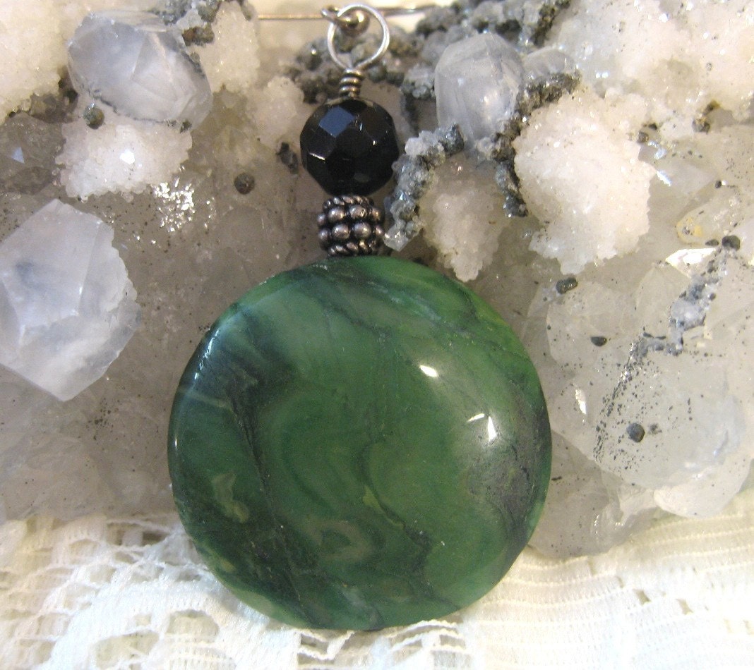 African Jade Pendant Green Pendant Solid Sterling