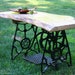 Industrial Coffee Table - Upcycled Sewing Stand with Curly Tiger Maple wood slab top - Cocktail Table 1070