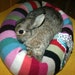 Ugli Donut bunny rabbit bed for a small sized bunny striped with dancing horse applique