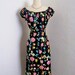 vintage 1960's Mr. Blackwell pretty silk floral wiggle hourglass black dress