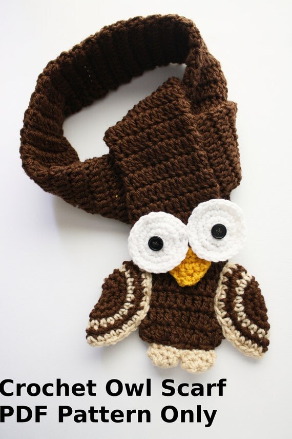 Items similar to Instant download Crochet OWL Scarf PDF Pattern Only on