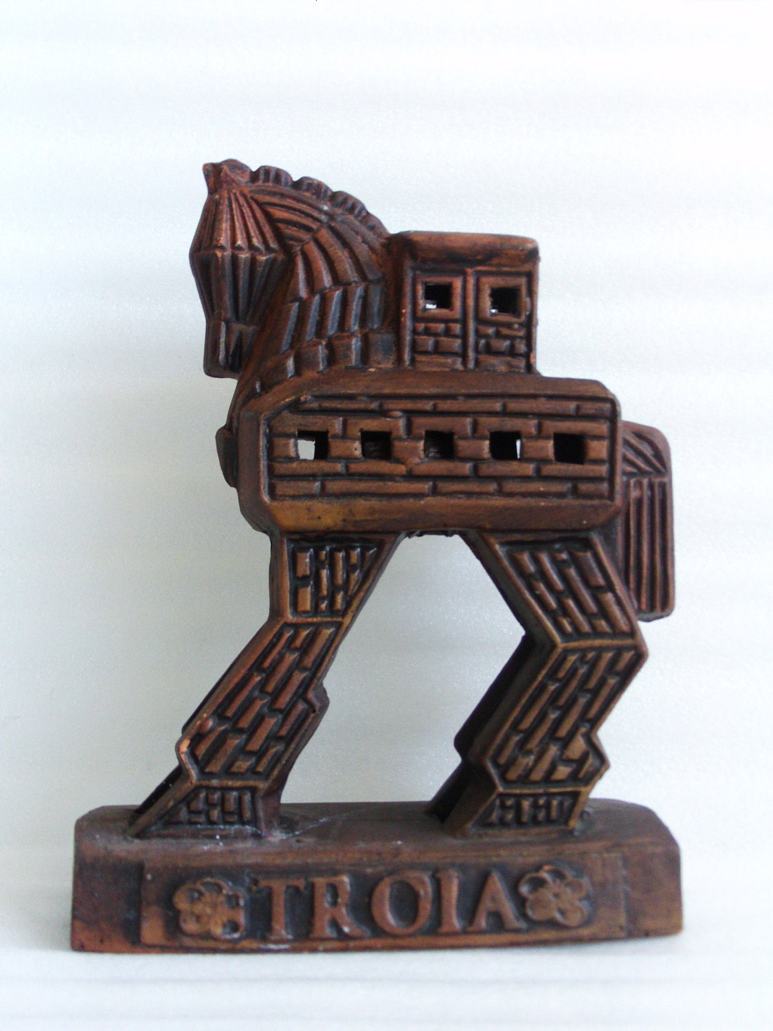 TROJAN HORSE cast iron vintage STATUE Ancient Greek battle