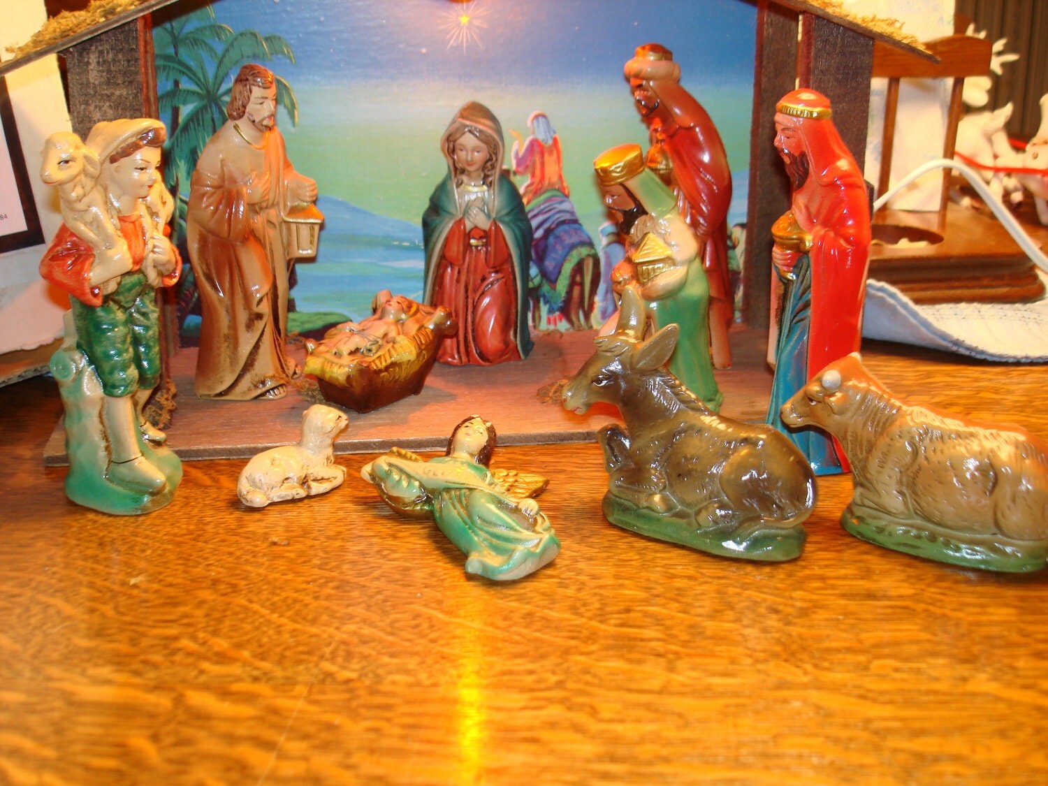 Vintage Sears Nativity Set Good Condition 11 Figures1960's