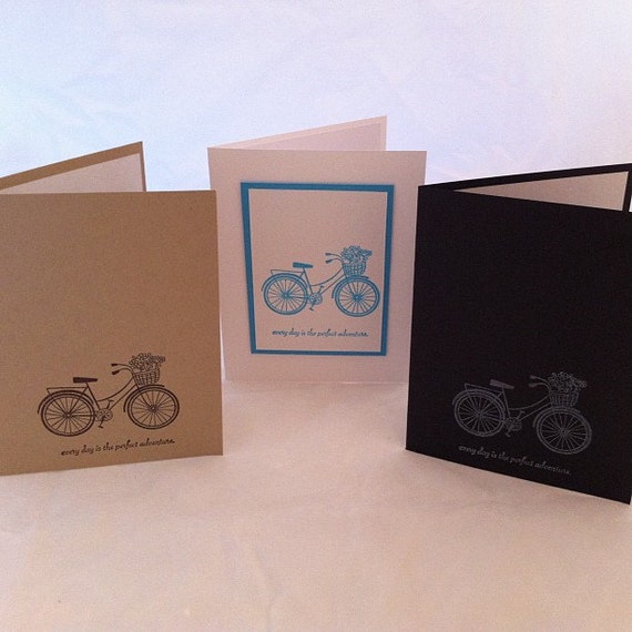 Items similar to Colorful Bicycle Card Set/Set of 5 Custom Made Cards ...