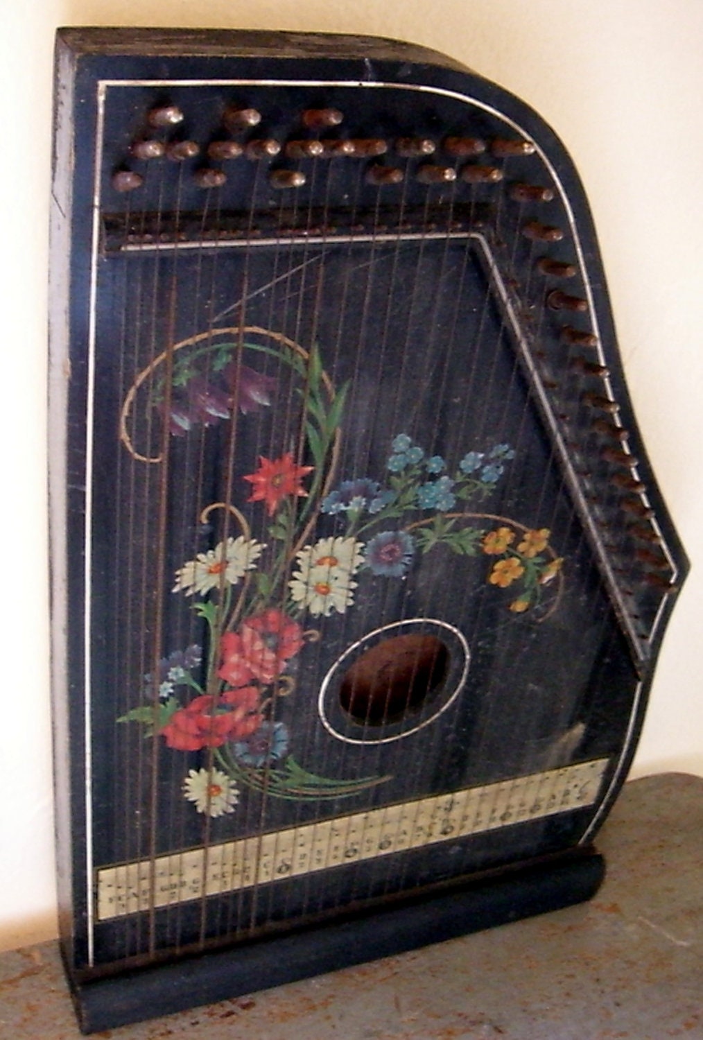 Antique Zither Harp Fretless Musima Zither Germany