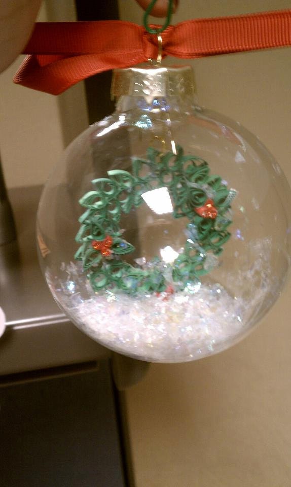 Quilled Wreath in Glass Ornament