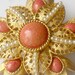 1950s Vintage Brooch Faux Pearl And Pink Filigree Flower Gold Tone Pin Fashion Jewelry