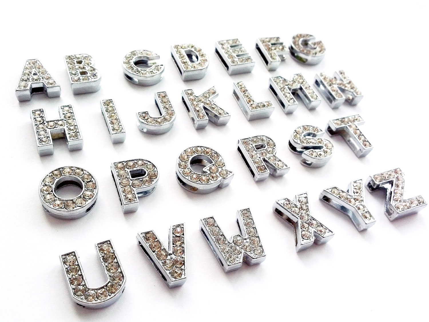 Crystal Rhinestones Alphabets Letters Beads Slider by qrhinestones