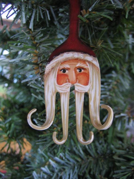 3.75 Fork Santa Claus Painted Christmas Ornament