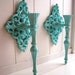 Aqua / Gold / Wall Sconces / Turquoise / Shabby Sheik / Pair / Set Candleholders / Vintage / Distressed