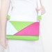 SALE 20%OFF Geometric green white and pink felt crossbody bag