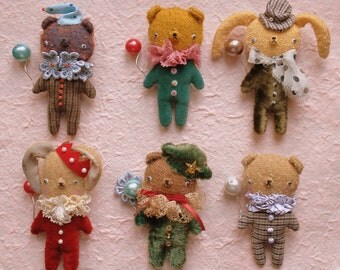 SUPER DEAL 3 PDF Epatterns for Artist Pins - Elephant, Bear and Rabbit - by Sasha Pokrass