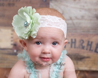 Red Peony headband lace headband newborn headband by TreenaBean