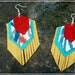 Gold Ear Shields: Suede and Fabric Geometric Fringe Chevron Earrings -- FREE SHIPPING