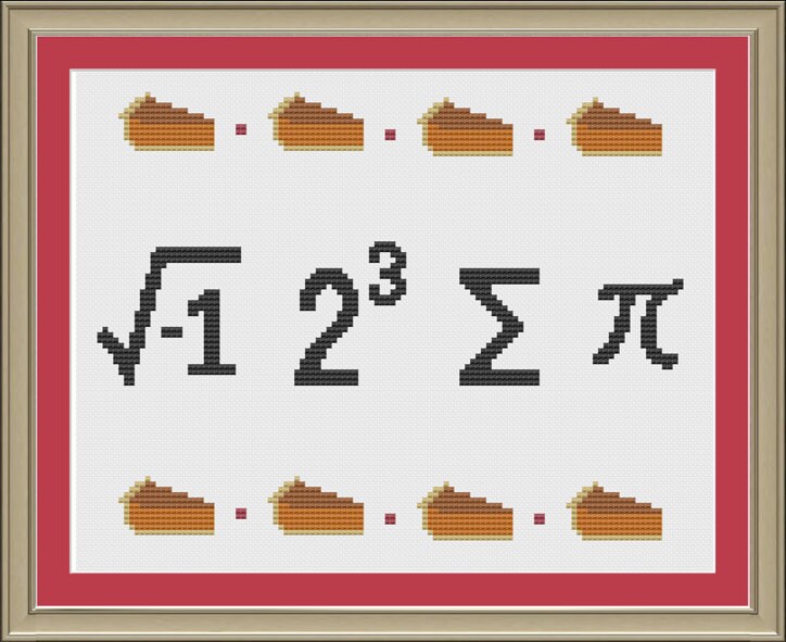 I ate some pie i 8 sum pi: nerdy math cross-stitch pattern